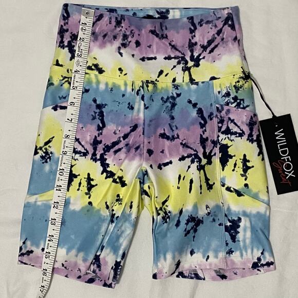 Wildfox Sweat Womens Size XS High Waist Bike Shorts Tie Dye Multi Color New - Picture 3 of 6